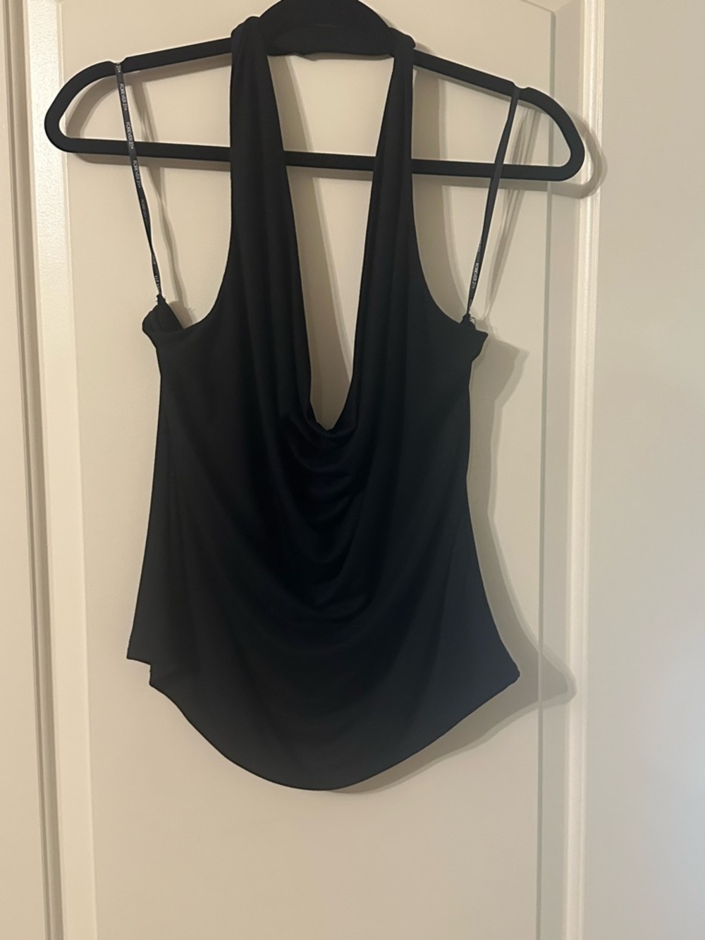 Forever 21 Black Draped Cowl Neck Halter Top